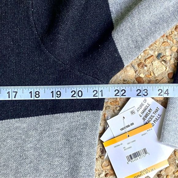 NWT Kasper Color Block Open Front Oversized Grey Gray Combo Cardigan Size S - Picture 4 of 11